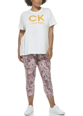 Calvin Klein Performance Women Plus Size Active Stacked Flocking Comfort Stretch Logo Tee