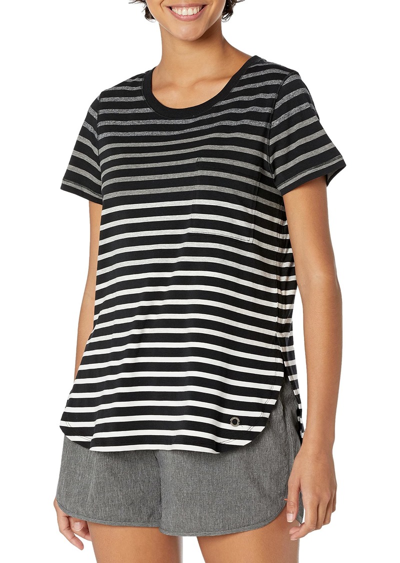 Calvin Klein Performance-Women's Cap Sleeve Striped Pocket Tee  L