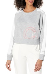 Calvin Klein Performance Women's CK Logo Long Sleeve Crew Neck Crop Fleece Pullover