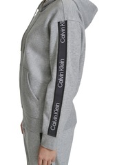 Calvin Klein Performance Women's Fleece Logo Stripe Full Zip Hoodie - Porcini