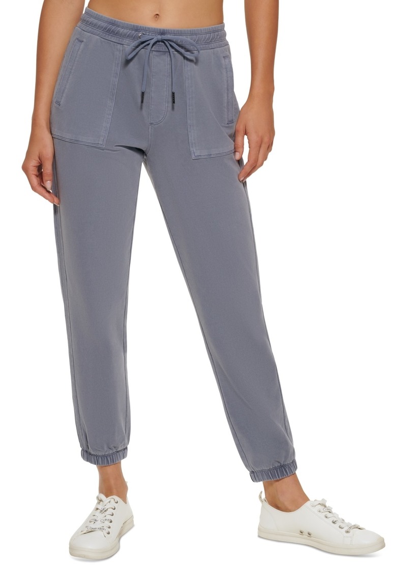 Calvin Klein Performance Women's Garment Dye Smocked Waist Joggers - Steel