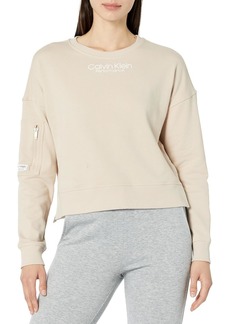 Calvin Klein Performance Women's Long Pullover with Sleeve Zip and HI-LO Hem NU Beige S