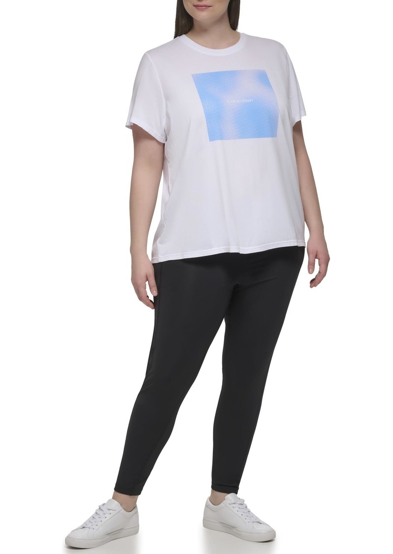 Calvin Klein Performance Women's Plus Graphic Logo Short Sleeve T-Shirt White/Azure Blue