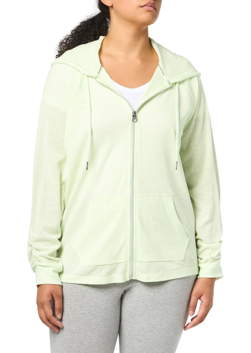 Calvin Klein Performance Women's Plus Ruched Long Sleeve Zip Front Hoodie