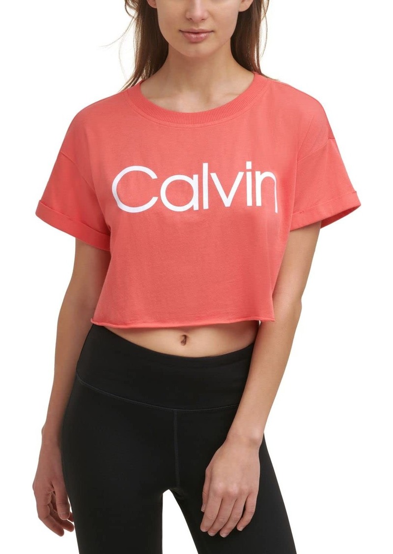 Calvin Klein Performance Women's Rolled Cuff Crop Tee  XL