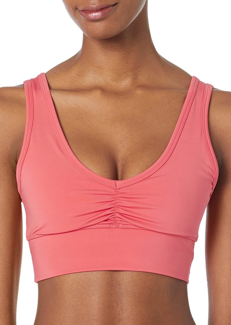Calvin Klein Performance Women's Shirred Long Line Bra Top with Removable Cups