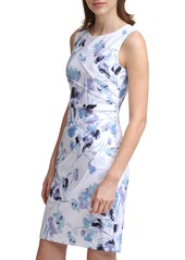Calvin Klein Petite Floral-Print Pleated Sheath Dress - Serene Multi
