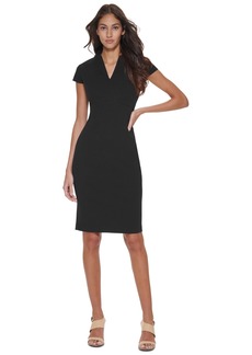 Calvin Klein Petite Short-Sleeve Sheath Dress - Black