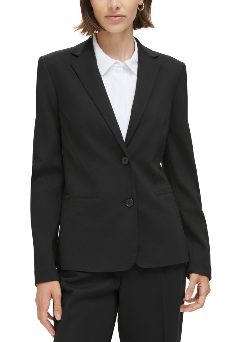 Calvin Klein Petite Two-Button Notch-Collar Jacket - Black