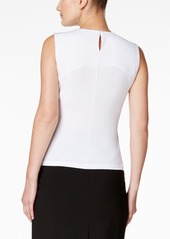 Calvin Klein Pleat Neck Sleeveless Top, Regular and Petite Sizes - White