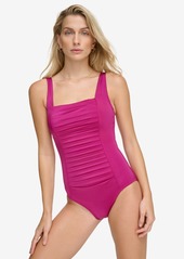 Calvin Klein Pleated One-Piece Swimsuit,Created for Macy's - Navy