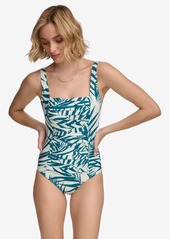 Calvin Klein Pleated One-Piece Swimsuit,Created for Macy's - Cypress Multi