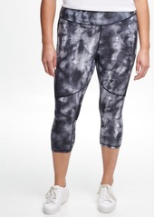 Calvin Klein Performance Plus Size Abstract-Print High-Waisted Crop Tights