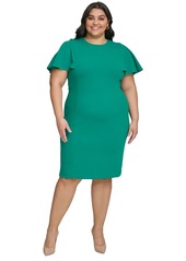 Calvin Klein Plus Size Flutter-Sleeve Sheath Dress - Regatta