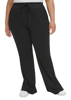 Calvin Klein Plus Size High-Waist Flare-Leg Pants - Black