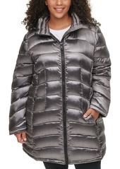 Calvin Klein Plus Size Hooded Packable Down Puffer Coat, Created for Macy's