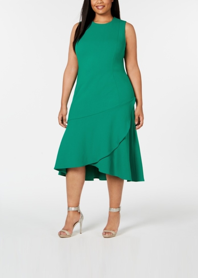 Calvin Klein Plus Size Layered Flounce-Hem Sheath Dress