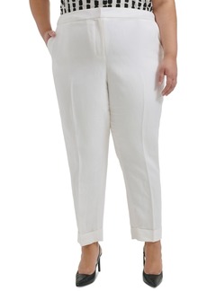 Calvin Klein Plus Size Mid-Rise Cuffed Ankle Pants - White