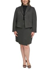 Calvin Klein Plus Size Novelty Open Front Crop Jacket Mock Neck Knit Top Button Detail Skirt