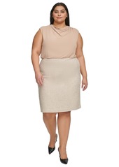 Calvin Klein Plus Size Novelty-Tweed Pencil Skirt - Nomad Multi