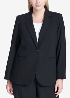 Calvin Klein Plus Size One-Button Blazer - Black