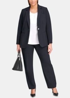 Calvin Klein Plus Size One Button Jacket Straight Leg Pants