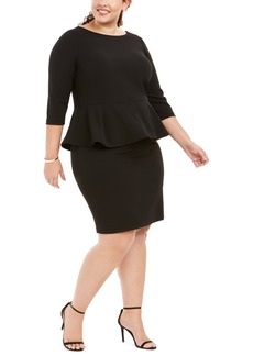 Calvin Klein Plus Size Peplum Sheath Dress - Black