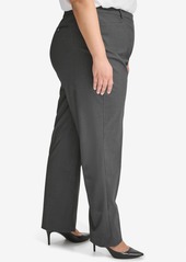 Calvin Klein Plus Size Pinstriped Straight-Leg Pants - CHARCOAL/CREAM