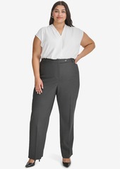 Calvin Klein Plus Size Pinstriped Straight-Leg Pants - CHARCOAL/CREAM