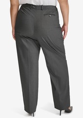 Calvin Klein Plus Size Pinstriped Straight-Leg Pants - CHARCOAL/CREAM