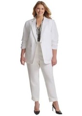 Calvin Klein Plus Size Ruched 3 4 Sleeve Blazer Mid Rise Cuffed Ankle Pants