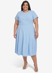Calvin Klein Plus Size Seamed Fit & Flare Dress - Serene
