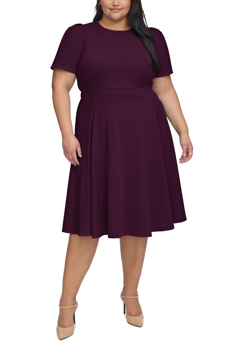 Calvin Klein Plus Size Short-Sleeve Midi Dress - Aubergine