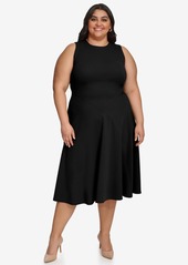 Calvin Klein Plus Size Sleeveless Jewel-Neck Dress - Black