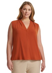 Calvin Klein Plus Size Solid V-Neck Sleeveless Top - Terra