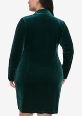 Calvin Klein Plus Size Velvet Twist-Front Sheath Dress - Malachite