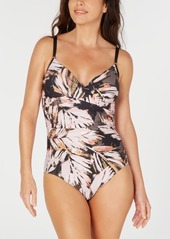 Calvin Klein Printed Twist-Front Tummy-Control One-Piece Swimsuit, Created for Macy's Women's Swimsuit