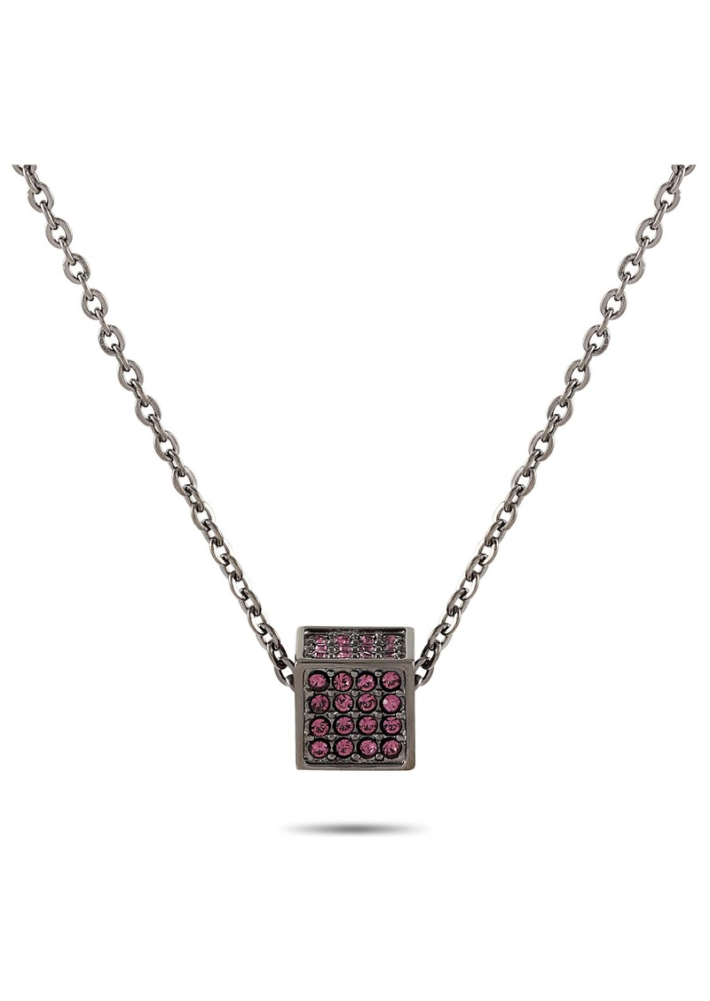 Calvin Klein Rocking Gray PVD-Plated Stainless Steel Amethyst Crystal Necklace