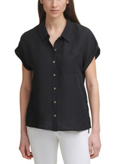 Calvin Klein Short-Sleeve Button Linen Shirt