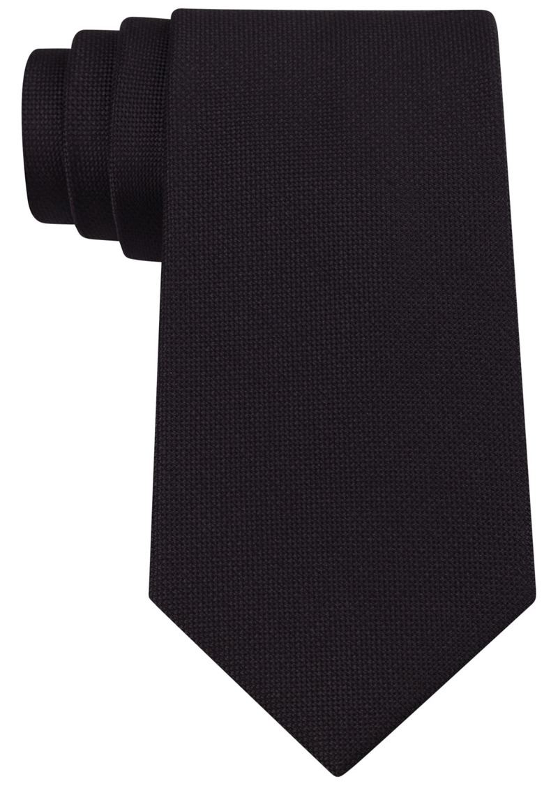 Men's Calvin Klein Silver Spun Solid Slim Tie - Black