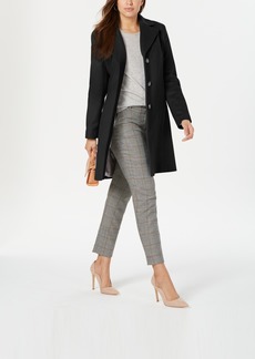 Calvin Klein Womens Single-Breasted Wool Blend Coat - Black