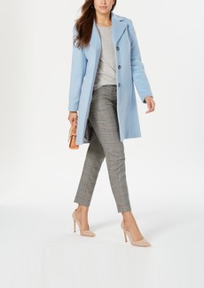 Calvin Klein Women's Single-Breasted Wool Blend Coat - Pastel Blue