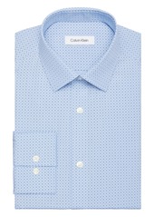 Calvin Klein Slim Fit Refined Cotton Stretch Slim Fit Dress Shirt - Blue Multi