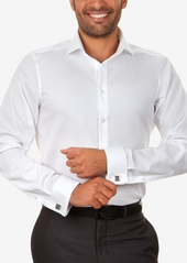 Calvin Klein Steel Men's Slim-Fit Non-Iron Performance Herringbone French Cuff Dress Shirt