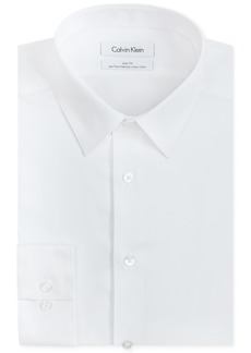 Calvin Klein Steel Men's Slim-Fit Non-Iron Herringbone Dress Shirt - White