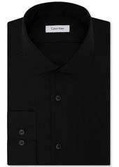 Calvin Klein Men's Slim-Fit Non-Iron Spread Collar Herringbone Dress Shirt - Black