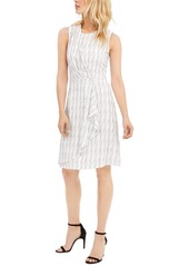 Calvin Klein Striped Wrap-Style A-Line Dress