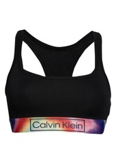 Calvin Klein Tie Dye Logo Band Bralette in Black at Nordstrom