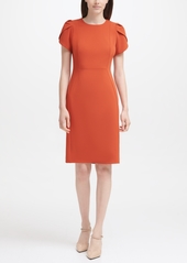 Calvin Klein Tulip-Sleeve Sheath Dress - Spicy Orange