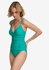 Calvin Klein Twist-Front Tummy-Control One-Piece Swimsuit, Created for Macy's - Bronze
